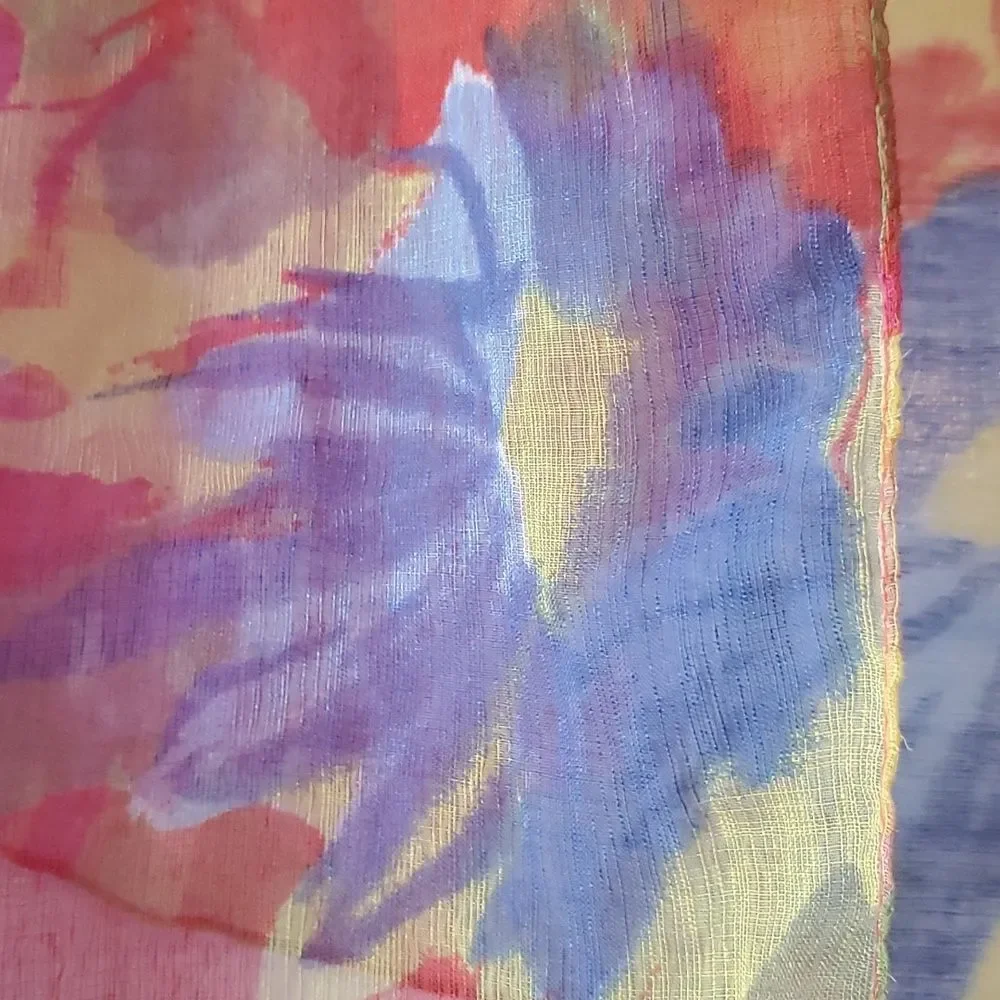 EYEFUL SHEER FLORAL SCARF WRAP RED BLUE YELLOW PINK GREEN